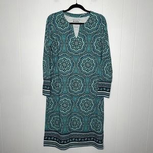 Coolibar Women’s Oceanside Long Sleeve Dress Floral Teal UV Protection M